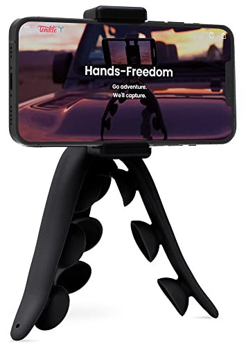 Tenikle 360° – Flexibles Stativ für Handy-Kamera, GoPro, biegbarer Saugnapf, praktische Handyhalterung für Auto, universell kompatibel mit iPhone und Android (Tenikle 360° schwarz)
