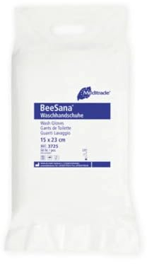 Meditrade 3725 Beesana Molton Waschhandschuh, Weiß, 50 Stück