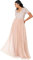 Maya Deluxe Women's Ladies Dress for Wedding Guest Plus Size Empire High Waist Sequins Short Sleeve Evening Bridesmaid, Taupe Blush, 24