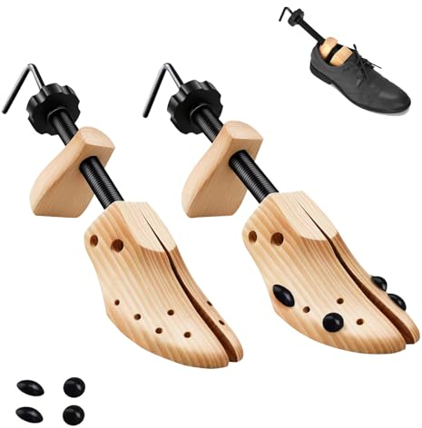 Demarzily 2 Way Wood Shoe Stretcher,Large Size Shoe Stretchers for Men and Women,Adjust Length and Width,Wooden Shoe Shape Expander for Men’s Size 9 to 13 Women Size 10-13.5