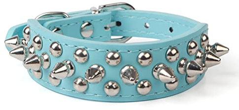Collar de perro con pinchos, con remaches de hongos, antimordeduras, cuello protector para mascotas, de piel sintética, collares para cachorros, para XXS, XS, pequeño, mediano, grande, macho, gatos,