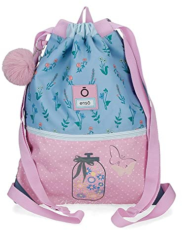 Enso We Love Flowers Rucksack mit Reißverschluss, Rosa, 35 x 46 cm, Polyester, Rosa, Rucksack mit Reißverschluss
