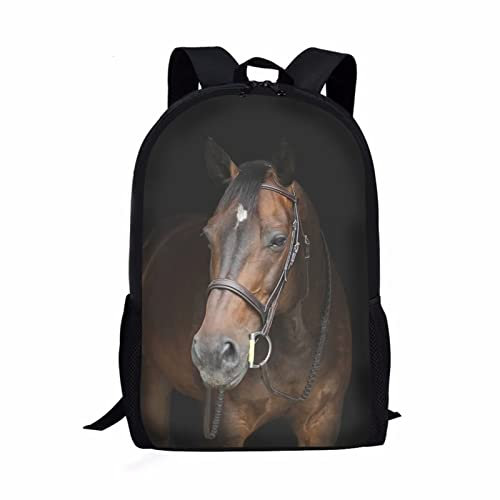 Suhoaziia Schulrucksack Jungen Teenager Schultaschen Mädchen Umhängetasche Kinderrucksäcke Wasserdicht Schulranzen Große Kapazität, pferd, Einheitsgröße