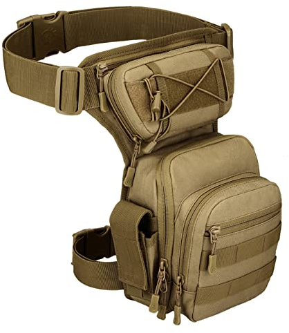 Taktische Beintasche Militärische Wasserdicht Molle System Sport Hüfttasche Multifunktion für Herren Motorrad Wandern Outdoor-Braun