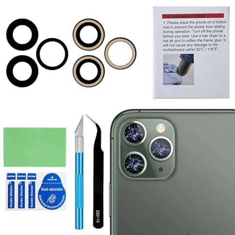 Perzework Ricambio originale per fotocamera posteriore per iPhone 11 Pro Max e iPhone 11 Pro e iPhone 11 con adesivo preinstallato e kit di riparazione