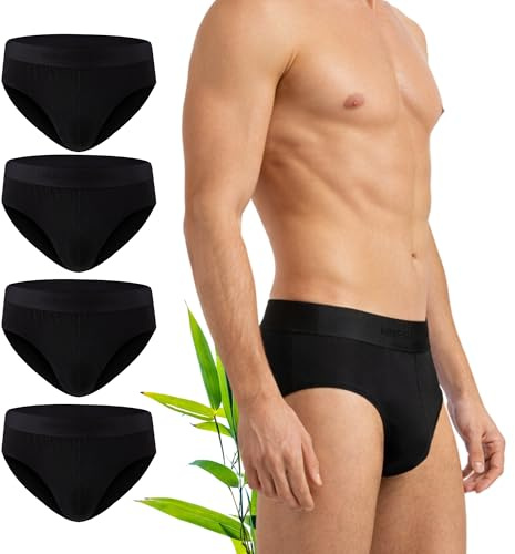Hunter&Hawks Lot de 4 Slips Homme en Viscose de Bambou | S-6XL | Slip Homme et Respirants | Propriétés Anti-Humidité pour Fraîcheur et Détente