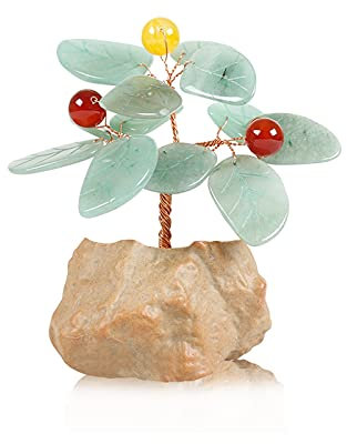 UNNS Künstliche Pflanzen Kleiner Stein Topf Geld Baum Feng Shui Kristall Bonsai Baum Edelstein Tree Ornament for Home Büro Dekoration Reichtum Heilung Geschenk Künstliche Topfpflanzen (Color : D)