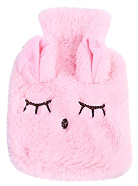 Wärmflaschen, Taschenwärmer, mit Wasser gefüllt, aus Gummi, Warmwasserbereiter, Fleece-Tasche, abnehmbare Jacke, Erwärmung, Menstruationsbewässerung, warm, Kompresse, Bauch, Jäger (Pink, A)