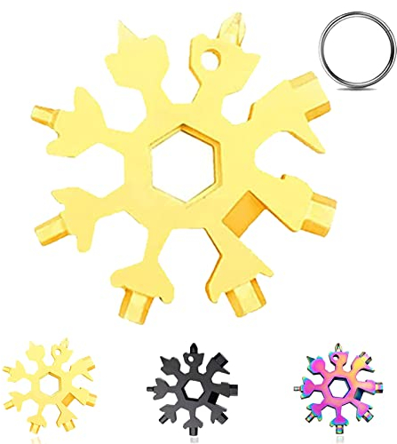 Multi Herramienta Copo de Nieve,18 en 1 Multiherramienta de Acero Inoxidable,Copo de Nieve Destornillador Snowflake Multitool,Abrebotellas Multi Herramienta para Exterior Viaje Camping