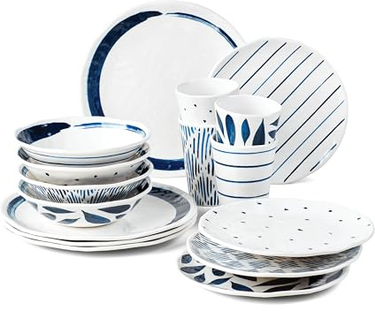 Lenox Blue Bay Service de table en mélamine 16 pièces 4,1 kg