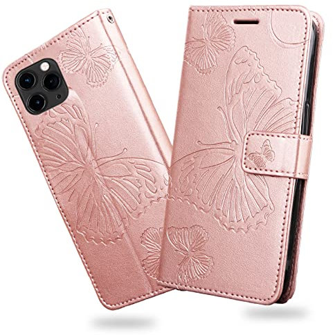DENDICO Cover per iPhone 11 PRO, Portafoglio Custodia in PU Pelle per iPhone 11 PRO, Antiurto Cover a Libro con Slot per Carte, Oro Rosa