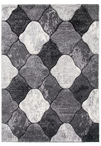SrS Rugs® Impulse - Area Rug for Living Room, Bedroom, Hallway Runner Rug - Abstract Geometric Design - Provides Home with Comfort and Warmth (Grey Coblo, 200cm x 300cm)