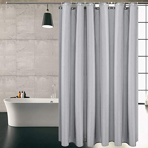 KIPIDA Duschvorhang Textil, Anti-Schimmel, Wasserdichter, Waschbar Anti-Bakteriell Stoff Polyester Badewanne Vorhang mit 8 Duschvorhängeringen