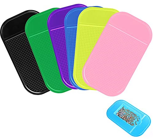 6 Stücke Anti Rutsch Werkzeuge Klebematte für Diamant Malerei 5,5 x 3,2 Zoll Universal Diamond Painting Tray Holder Sticky Anti Rutsch Sticky Mat Rutschfeste Gelmatte für 5D Diamond Painting