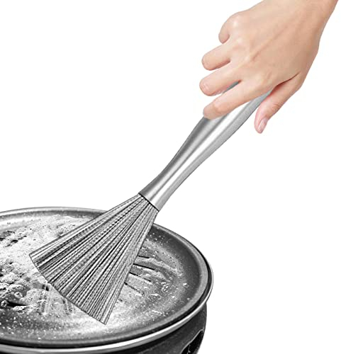 Fulenyi Spazzolone Wok, Spazzola in Acciaio Inox con Manico Lungo, Raschietto per pentole, Scrub, pulitore per padelle, Strumento per la Pulizia della Cucina