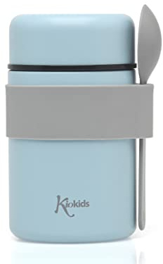 Kiokids Termo Papillero De Acero Inoxidable 500ml Con Cuchara Azul