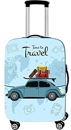 Mateju Housse Valise 3D Imprimé Housse de Valise Élastique Housse Protection Valise Lavable Housse de Protection pour Bagages Luggage Cover en Spandex S-XL (Tour Autonome,L)