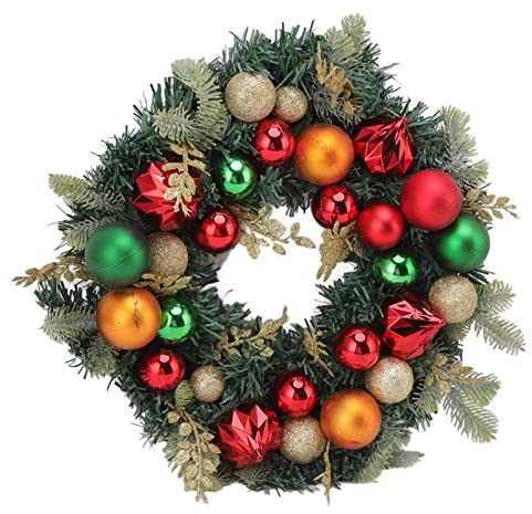 Weihnachtskranz, Bunt, Galvanisierte Kugeln, Rattan-Kranz, Mehrzweck-Türdekoration Zum Aufhängen Für Zuhause, Schaufenster, Gartendekoration