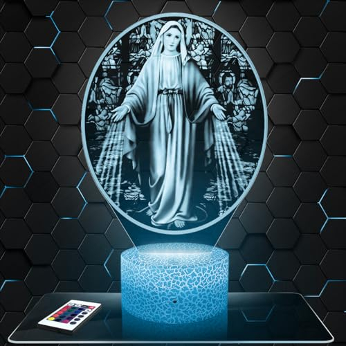 Moderne LED Ambiente Lampe Kirchenfenster Jungfrau Maria Religion, Geschenkidee deko Katholisch Christlich Christus. Lampe deko Büro Wohnzimmer TOP