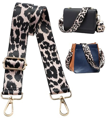 Navaris Handtaschengurt 75-138cm - Tragegurt für Handtasche - Taschengurt zum Wechseln - Taschenriemen - Handtaschen Gurt Trageriemen - Schultergurt für Taschen in Schwarz Pink Leopard