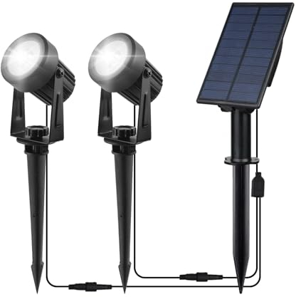 CORESLUX Solar Spot Lights - 6000K White Light, Outdoor, Waterproof, Uplighters (2 Pack)