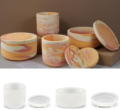 Stampi in Silicone per Resina,2 Pezzi Stampo in Resina da Colata DIY,Stampi In Silicone Per Candele Con Coperchio Per i Lavori di Bricolage