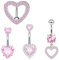 Lilbitty 4 Stück Nippelring und Bauchnabelring Set,Edelstahl, glitzernde rosafarbene, Herz Barbell Nippel-Bauchpiercing-Körperschmuck, Diamantfunkeln zum Verkleiden