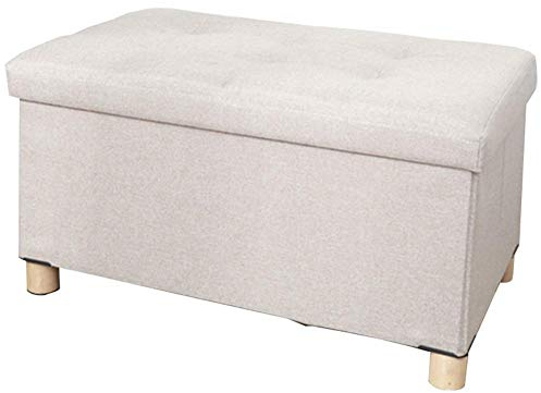Sitzhocker, Fußhocker, Ottomane, Bank, Massivholz, vierbeinige Schuhbank mit Bezug, zusammenklappbarer Aufbewahrungsbox-Hocker, Multi-Special optional (Farbe: Beige, Größe: 60 x 38 x 33 cm)