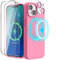 SURPHY (4 in 1 Magnetische Hülle für iPhone 14 Hülle Silikon (6,1 Zoll, 2022), mit 2 Schutzfolie & 1 Kameraschutz, Flüssigsilikon Handyhülle iPhone 14 Case mit Magnete, Pink