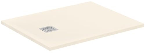 Ideal Standard - Ultra Flat S+, Piatto doccia rettangolare ultrasottile in resina effetto pietra, 100x80cm, Ideal Solid, Scarico lato corto, Sabbia