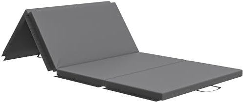 HOMCOM Faltbare Gymnastikmatte, dicke Gymnastikmatte, 180 x 80 x 5 cm, mit Griff, Bodenmatte für Yoga, MMA, Sport, Fitness, Pilates, synthetische Beschichtung, grau