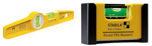 Stabila 15348 81s/Rem Loose Rare Earth Magnetic Level, Multi & Pocket PRO Magnetic Mini Spirit Level with Belt Clip, 7 cm, Strong Rare Earth Magnet, 1 Hori