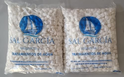 Sal para Descalcificador, Sal en Pastillas, Sal Marina, Sal para Descalcificador de Agua 24 kg. 2 Sacos DE 12 KG para Mayor Comodidad. ¡¡¡¡¡NO SE ENVIA A BALEARES!!!!!