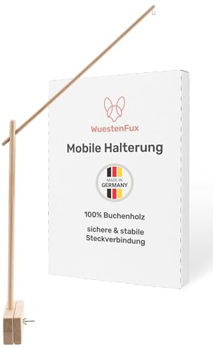 Mobile Halterung Holz - schnell & einfach zusammengebaut - Halterung Mobile für Babybett und Laufstall, Made in Germany, hochwertiges Buchenholz, Mobile Gestell, Gesamthöhe von 75cm