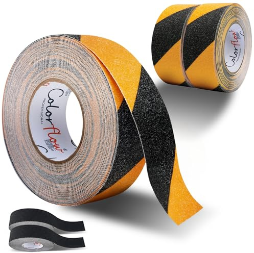 Colorflow Antirutsch Klebeband 2 Stk. 10m x 50mm – Griptape, Anti-Rutsch-Band für sicheren Halt & weniger Sturzgefahr, für Treppenstufen innen & außen, Rutschschutz Treppe & Boden