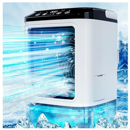 BesBet Aire Acondicionado Portátil Sin Tubo Exterior, Depósito 900ml,con Caja De Hielo,3 Velocidades Mini Aire Portatil 2 Modos de Nebulización,LED Coloridos Mobile Air Conditioner Sala De Oficina