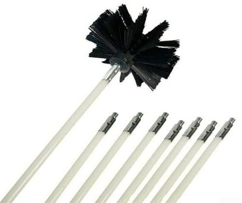ReachMall Chimney Cleaner Sweep, Flexible Chimney Sweep Rods, Inner Wall Cleaning Brush Tool, 8 Flexible Rods and Brush Kit for Cleaning the Stoves