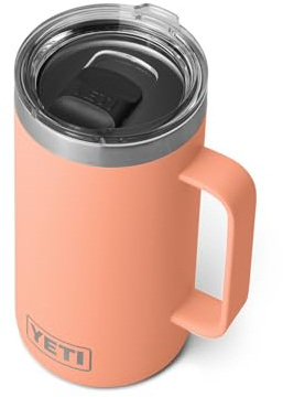 YETI Rambler Mug isotherme en acier inoxydable avec couvercle MagSlider, 710 ml, pêche basse