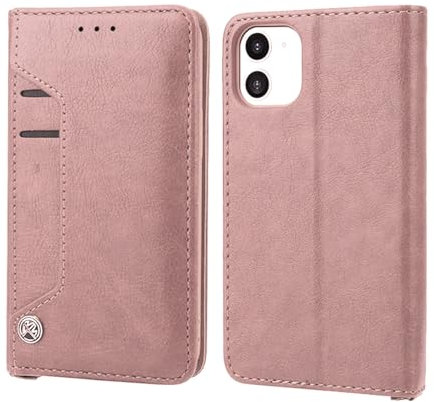 Pritify Wallet case for iPhone XR Leather Finish Pocket Magnetic flip Cover with 4 Card Slots & 2 Photo slots Folio Stand, Large Capacity Shockproof Protection Phone Case - Rosegold