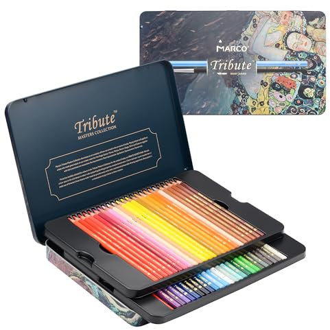 MARCO Buntstifte für Erwachsene zum Ausmalen -Wasserlöslicher Stift 48 Farben Buntstifte Set,überlappbar bis zu 10 Schichten,Malstifte Set Holzstifte Kinder mit Eisendose, Pinsel und Schärfgerät