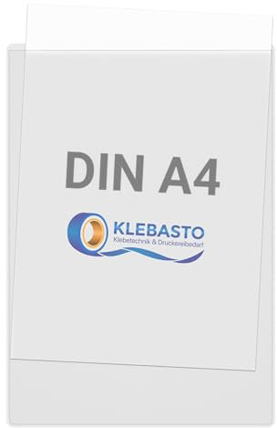 KLEBASTO Selbstklebetaschen | Transparent | Sichttaschen zum Kleben | Infotaschen zum Kleben | Rechtecktaschen Transparent (DIN A4 | Schmale Seite Offen, 20)