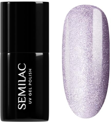 SEMILAC Gel Nail Polish 664 Lilac Gloss Effect - Soak Off Gel Poliah Easy To Use LED/UV Nail Lamp - Long Lasting Manicure and Pedicure up to 3 weeks