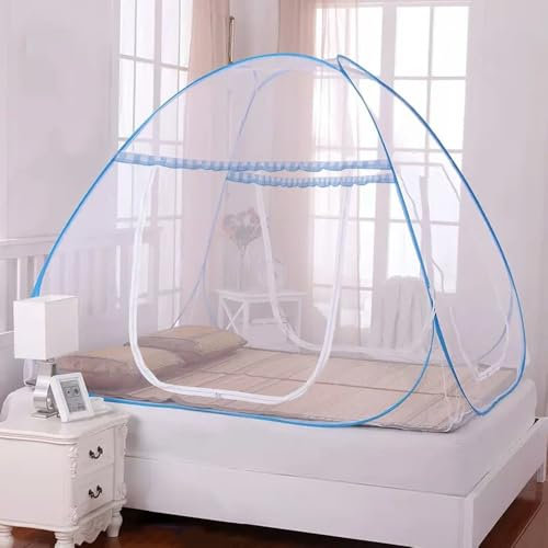 mizikuu Moskitonetz Bett, Moskitonetz Pop Up Moskitozelt 180 * 200 * 150cm Faltbares Tragbares Engmaschiges Mückennetz großes Doppeltür Mückennetz für Schlafzimmer, Outdoor, Camping