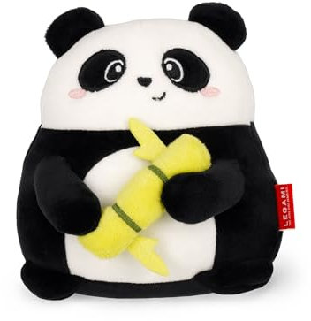 Legami - Super Soft Plush Plüsch, Panda Thema, Mini Größe, mit personalisierbarer ID Karte, Steht alleine, 14x15x12 cm, Black