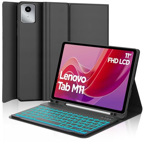 FOGARI Tastiera Magnetica per Lenovo Tab M11 2024 11 Pollici, Keyboard Retroilluminata Italiano, Bluetooth Rimovibile Custodia con Tastiera per Lenovo Tab M11 2024 11, Nero