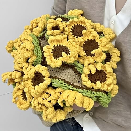 THMINS Kit all'uncinetto per coperta per principianti | Kit all'uncinetto per coperta di girasole | Kit di filati floreali fai da te con gancio e video tutorial - Girasole