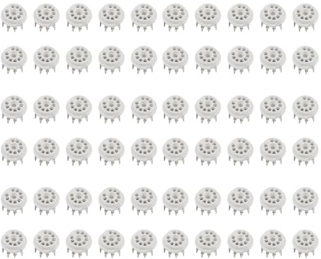 GREOHNMPAW 60PCS PCB 9Pin Ceramic B9A Vacuum Tube Socket Audio HiFi DIY Amps for 12AX7 12AU7 12AT7 ECC81 ECC82 ECC83 Silver-Plated