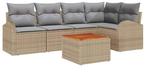 vidaXL Gartensofa-Set 6 STK. Beige Poly-Rattan | Bietet Platz für bis zu sechs Personen, Robuste Materialien, die perfekt für den Außenbereich geeignet sind,
