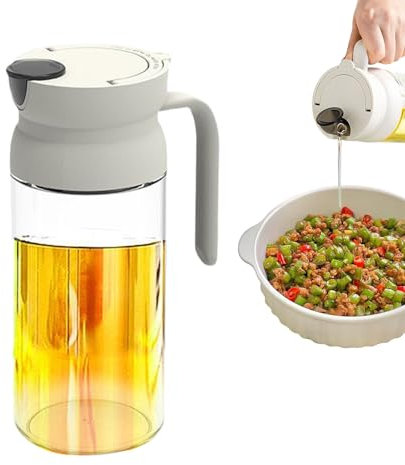 Nuytghr Cooking Oil Dispenser, Olive Oil Bottle with Automatic Cap, 4.6x3.1x7.9in Leak-Proof Vinegar Cruet, Glass Container for Dressings, Kitchen Use, Restaurant Essentials, Culinary Tool