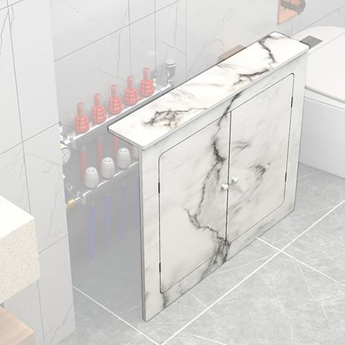 Radiator Cover Cabinet, Thickened PVC Wood-Plastic Board, Tool-Free Assembly, Pipe Decorative Cover with 2 Doors, 3-sided Protection for Apartment Home Villas Hotel(50x80x15cm/20x32x6in)